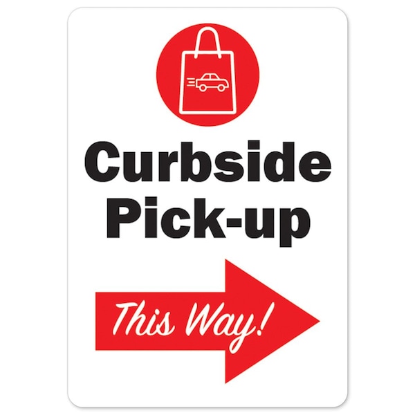 Public Safety, 48" H, Peel & Stick Wall Graphic, 36" x 48", Curbside Pick-up This Way Right Arrow